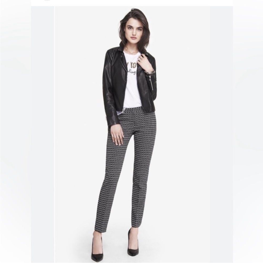 Express Geometric Print Columnist Pants Black Whi… - image 2